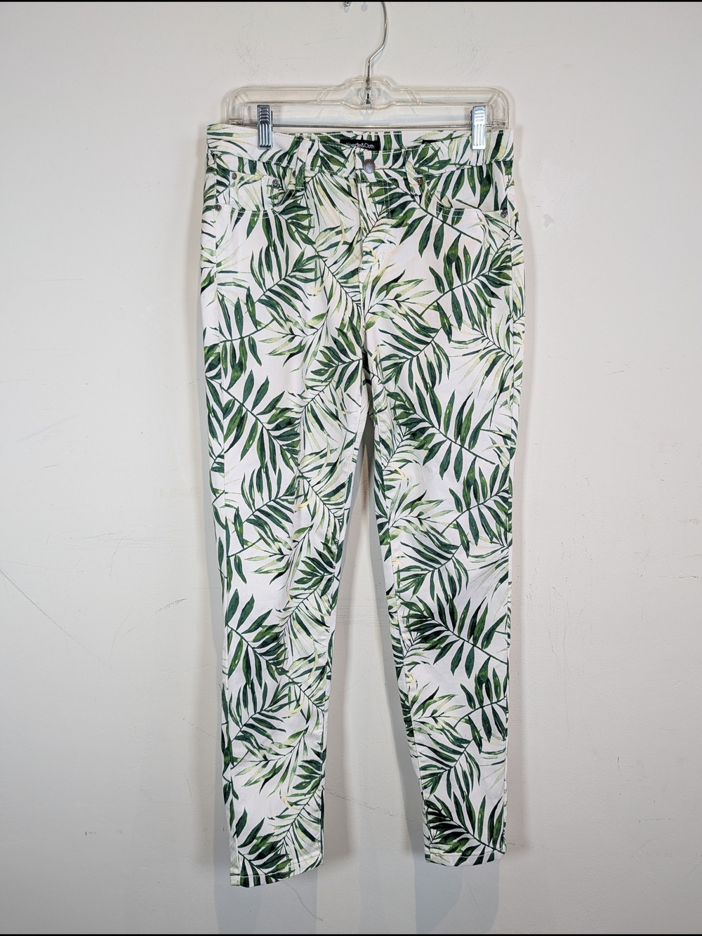 NWT Needle&Cloth Green Leaf Print Skinny Pants, Size 8